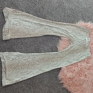 Snake print bell bottom pants